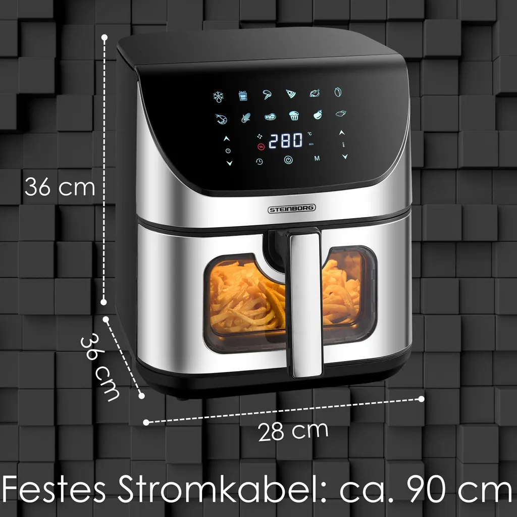 Steinborg Air Fryer 8L 4-in-1 | Friggitrice Aria Professionale Inox - 9