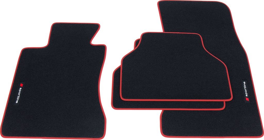 Fußmatten Sportline passend für BMW 5er E60 E61 Kombi Touring Limo 2003-2010, Bandeinfassung:Rot
