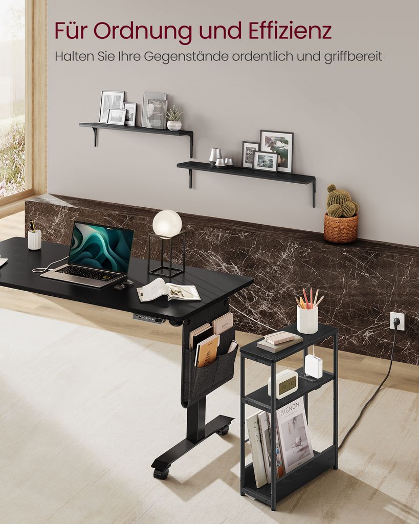 VASAGLE Beistelltisch schmal, ebenholzschwarz