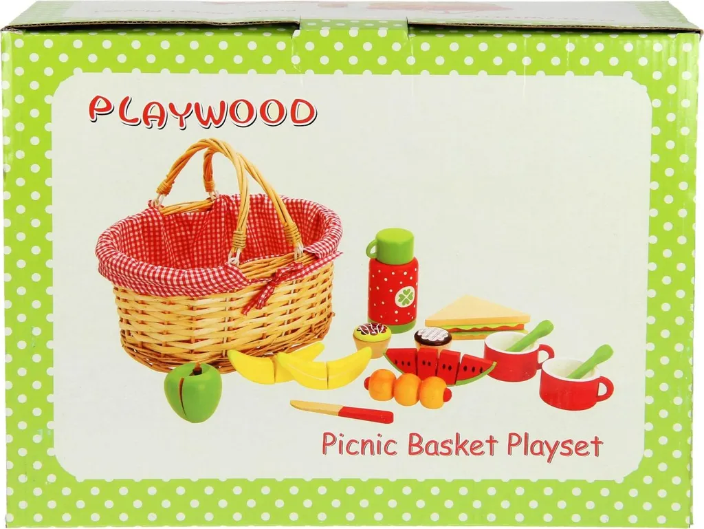 Panier de pique-nique en bois idéal pour sorties famille et parc