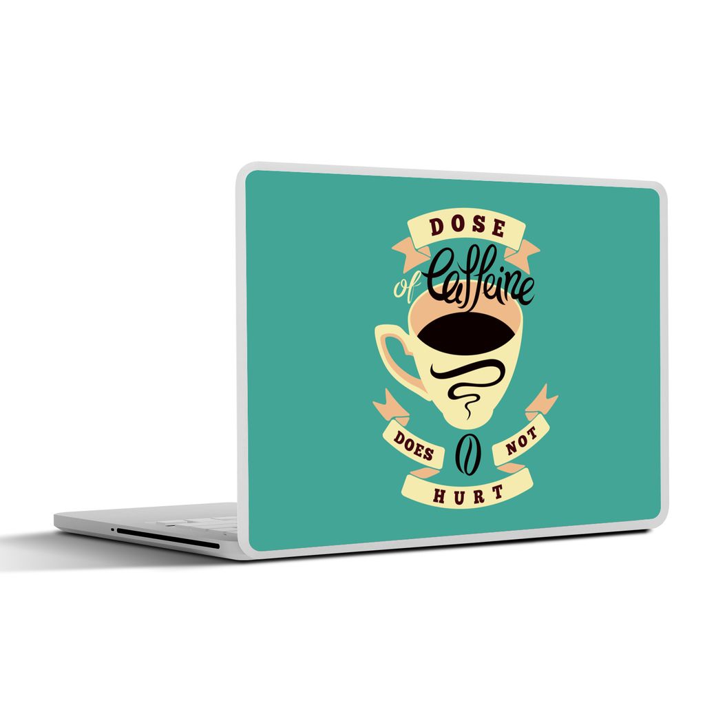 MuchoWow Laptop Aufkleber Sticker Cover Kaffee - Sprichwörter - Vintage - Eine Dosis Koffein tut nicht weh - Zitate 31x22.5 cm - Laptop-Deko