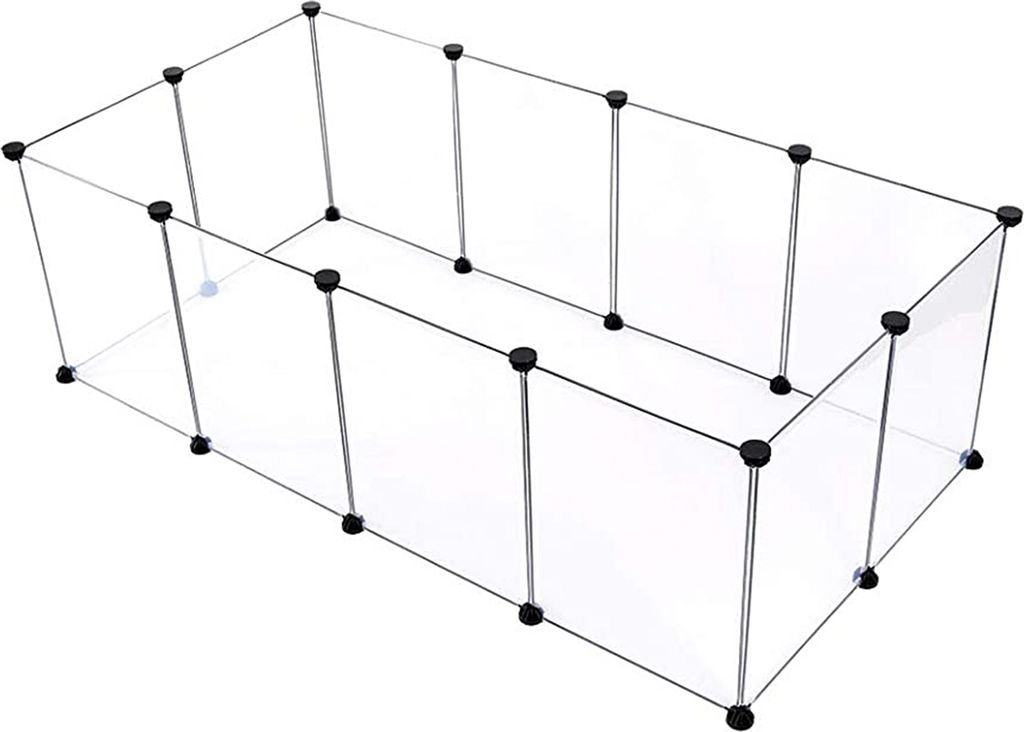 Kleintierkäfig Freigehege mit Bodenplatten, Laufstall, Meerschweinchen Gehege, aus Kunststoff, Gehege für Hamster, Kaninchen, Igel, 143*71*47cm