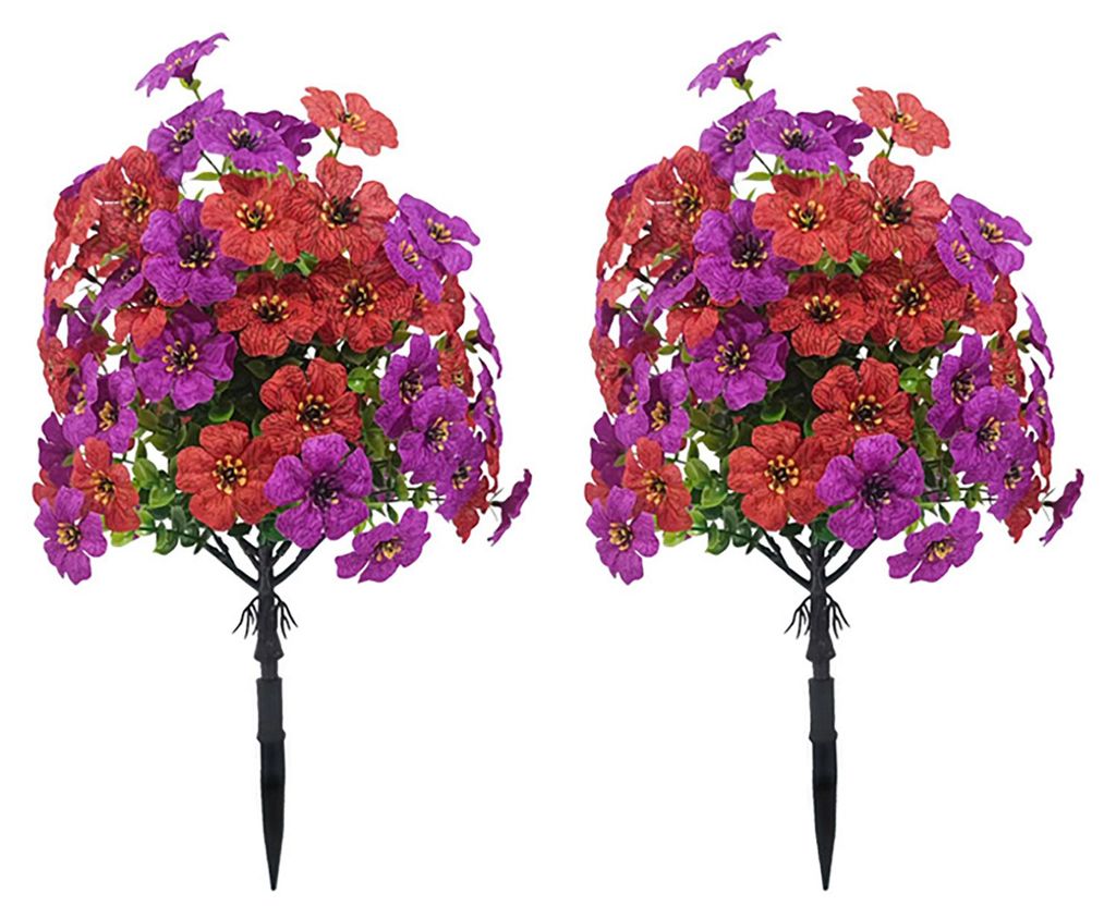 Künstlicher Blumenstecker für den Außenbereich, UV-beständig, mit Erdspieß, realistische künstliche Sträucher, Pflanzen für Garten, Hof, Ve...