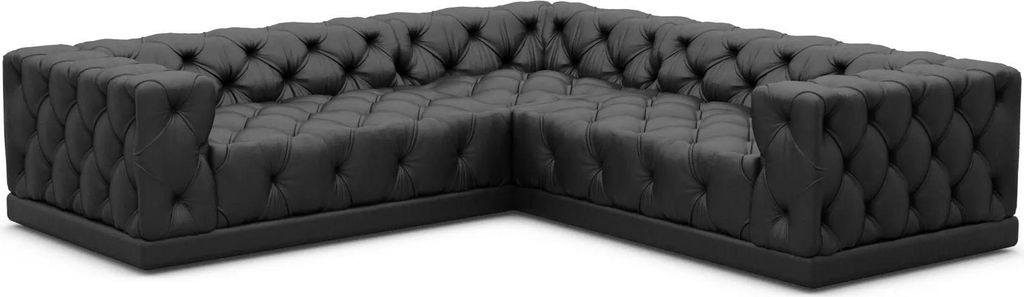 Echtleder Ecksofa Meliva Schwarz