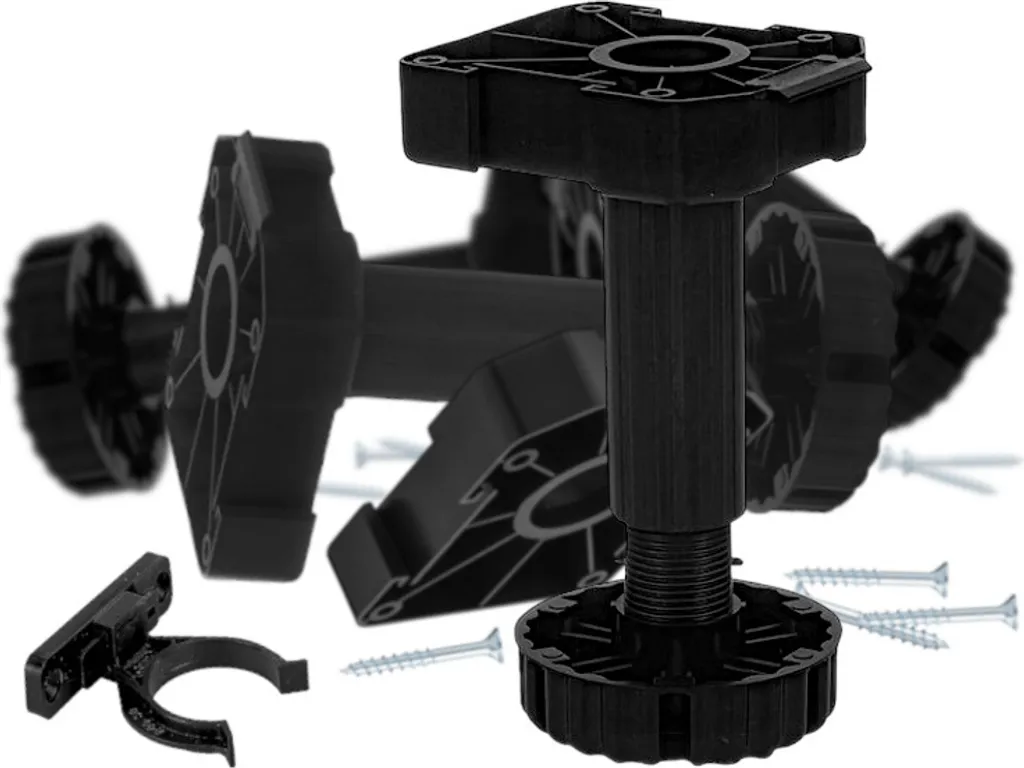Gambe Regolabili 175mm per Mobili in Plastica Nera - Set da 40 Pezzi