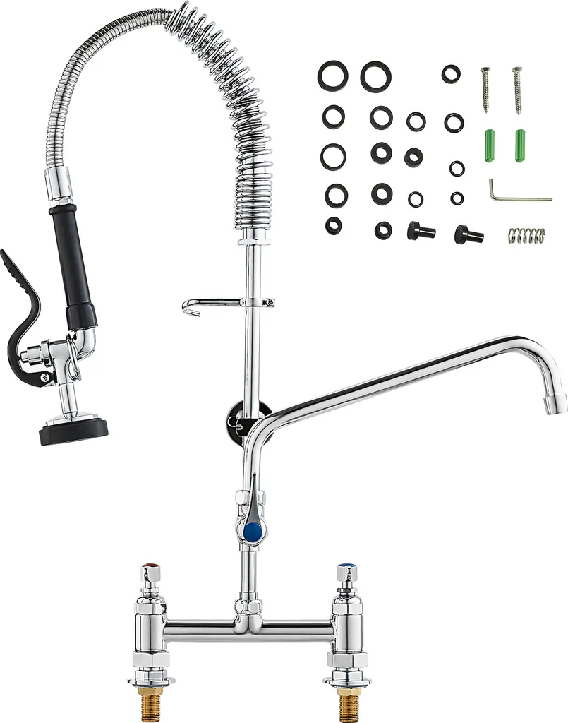 Robinet de cuisine professionnel 26" avec douchette et corps en laiton