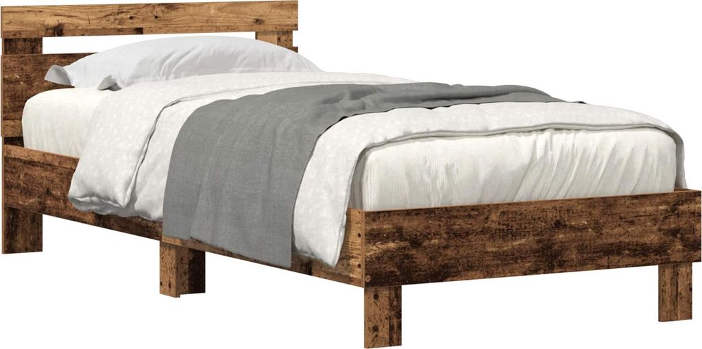 Bettrahmen mit LED Altholz 100 x 200 cm Holzwerkstoff
