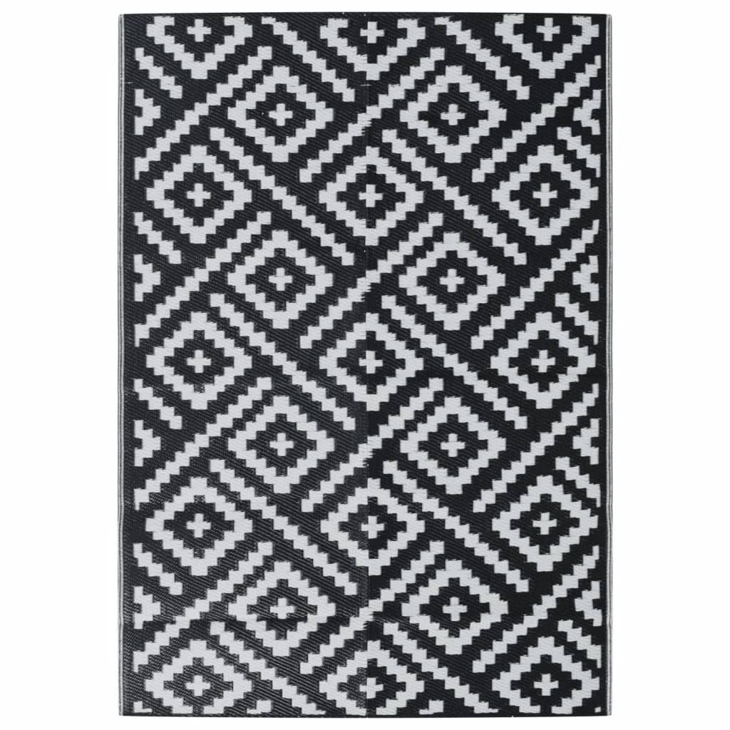 vidaXL Outdoor-Teppich ARAKIL Weiß und Schwarz 140x200 cm PP