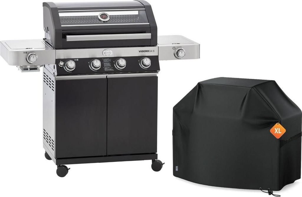 RÖSLE "RÖSLE BBQ Gasgrill Videro G4-S Vario+ schwarz 2025 mit Schutzhaube XL"
