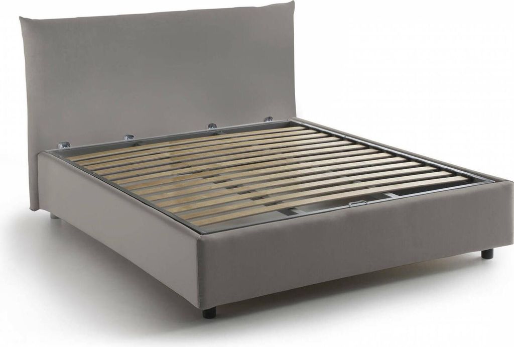 Quadratisches und halbes Bett Dlevant, Containerbett mit Stoffbespannung, 100% Italy, Frontöffnung, passend für Matratze Cm 120x190, Turteltaube