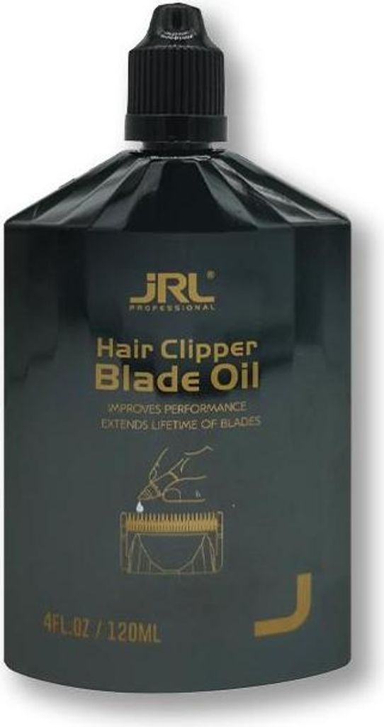 A bottle of JRL Professional Hair Clipper Blade Oil.