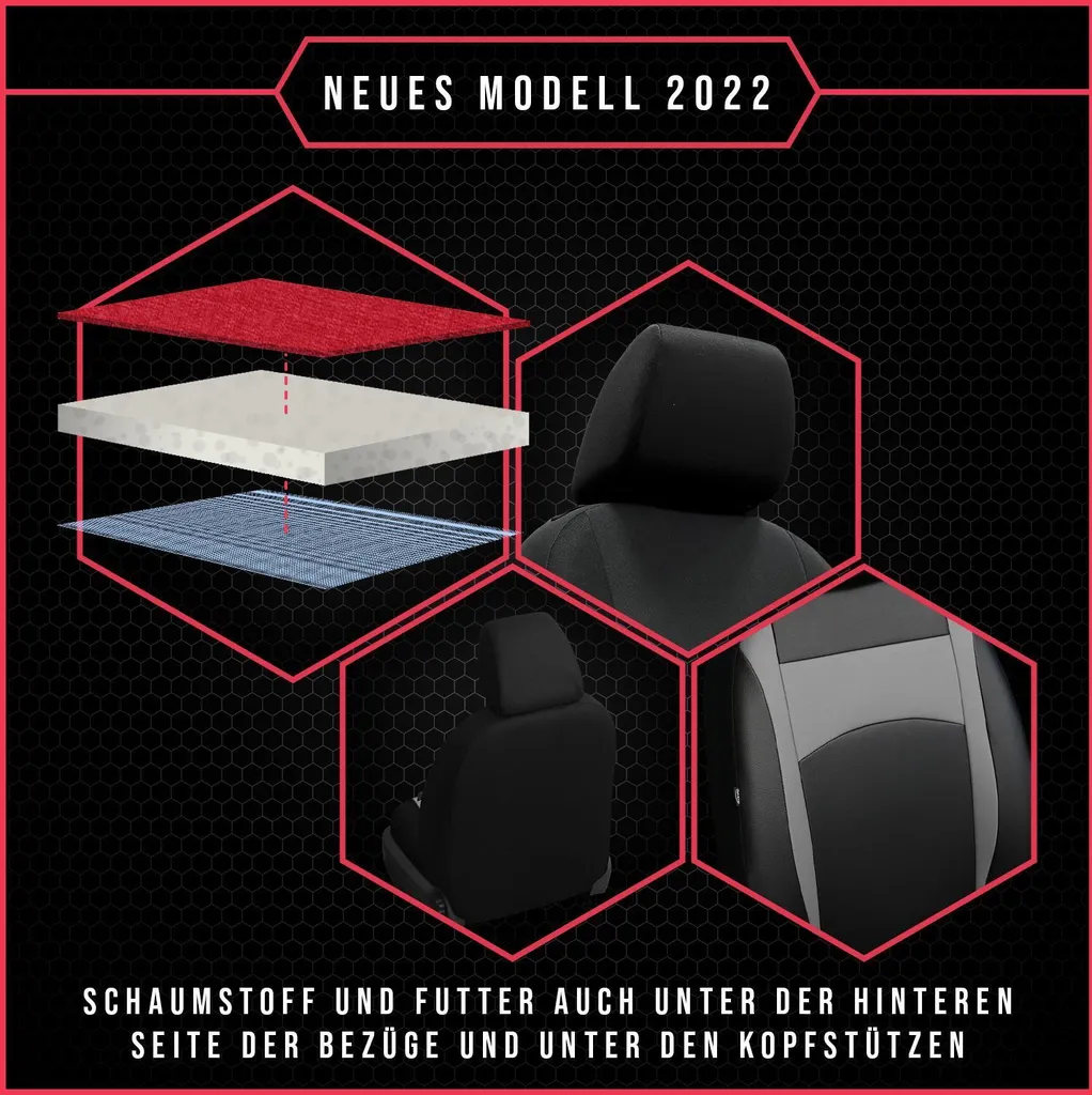 Coprisedili auto Coprisedili universali per Hyundai Elantra VI Grigio auto SET NUOVO - 4