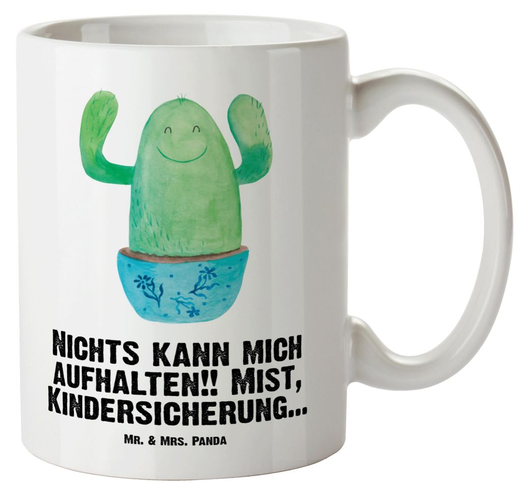 Mr. & Mrs. Panda Pott Kaktus Happy - Weiß - Geschenk, Ausbildung, Kakteen, Teebecher, Familie, Keramiktasse, jumbotasse, Freundin, Große Teetasse...