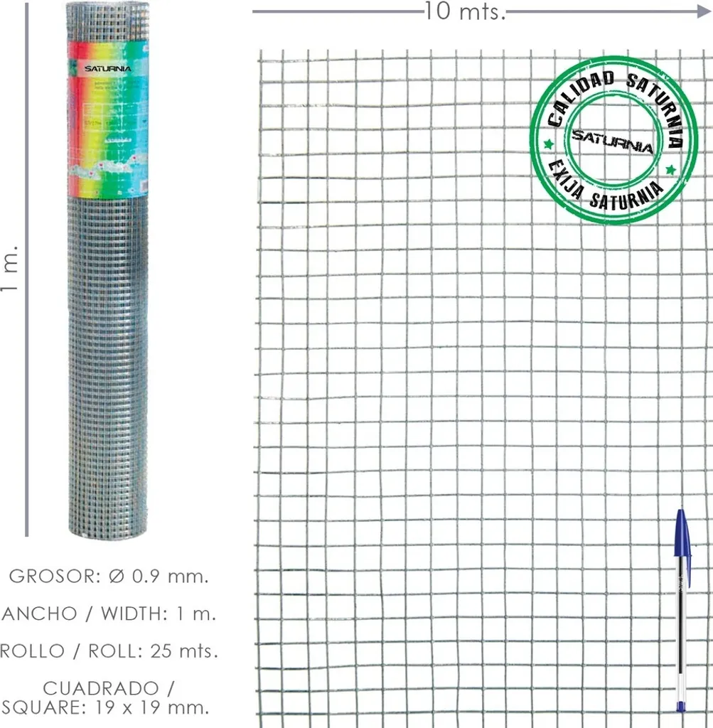 Maille électrosoudée galvanisée 19x19 mm - Rouleau 10m de hauteur 100cm