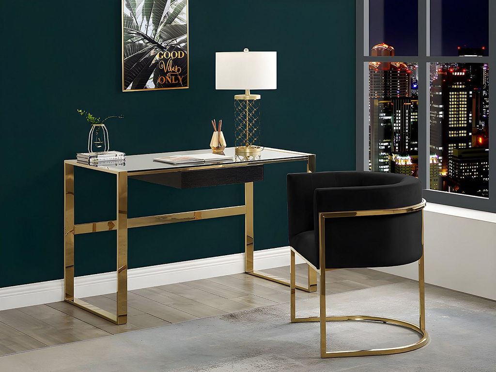 2er set stühle mit armlehnen PERIA von Pascal Morabito - velours und metall - schwarz und goldfarben