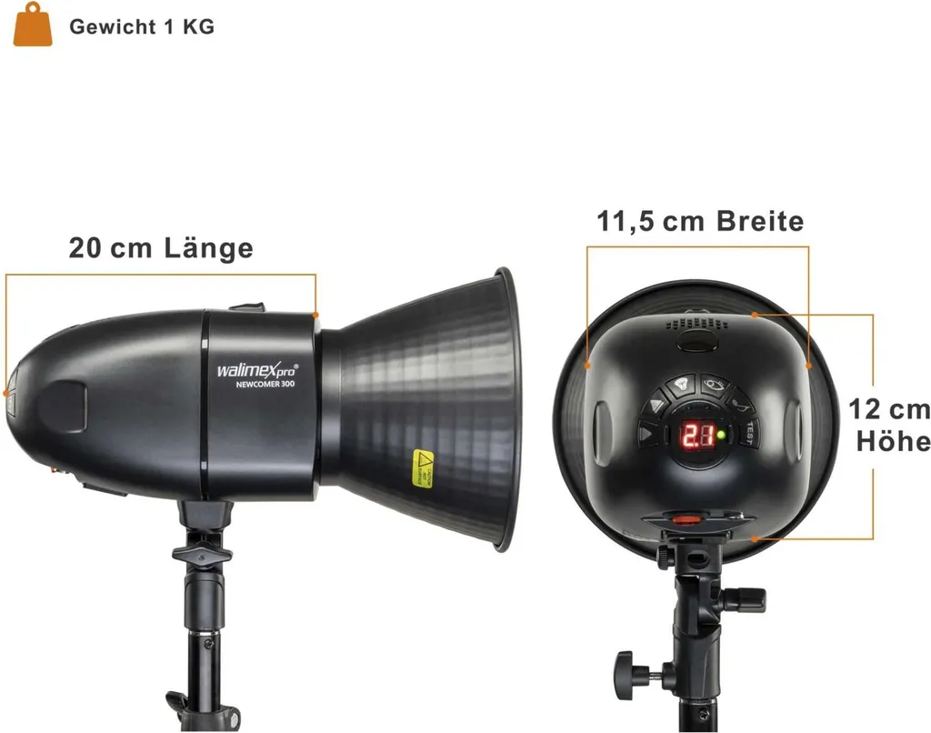 Flash Studio Walimex Newcomer 300 II Set Single avec Softbox et Pied - 3