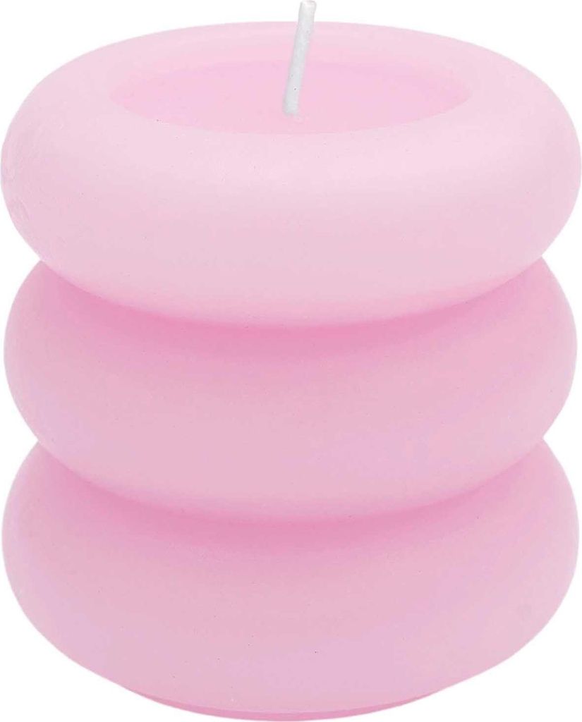 Stumpenkerze "Ringe", Rosa 7x7 cm, 220 g Brenndauer: 20h