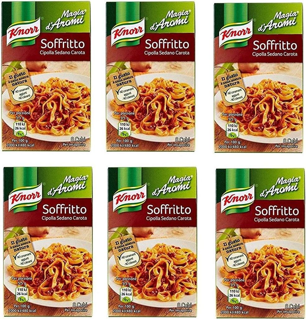6x Knorr Magia d'Aromi Soffritto brodo Steinpilze Suppenwürfel Brühe 8 x 11g (Karotte-Sellerie-Zwiebel)