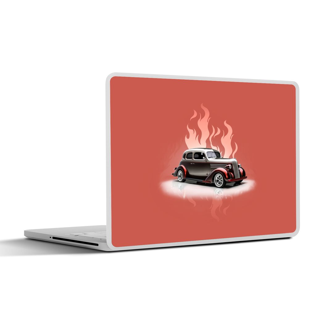 MuchoWow Laptop Aufkleber Sticker Cover Auto - Rosa - Vintage - Flammen 40x30 cm - Laptop Dekoration - Selbstklebend