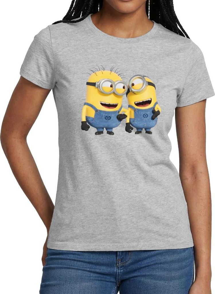 Spreadshirt Minions Despicable Me Phil Und Stuart Frauen T-Shirt, XL, Grau meliert