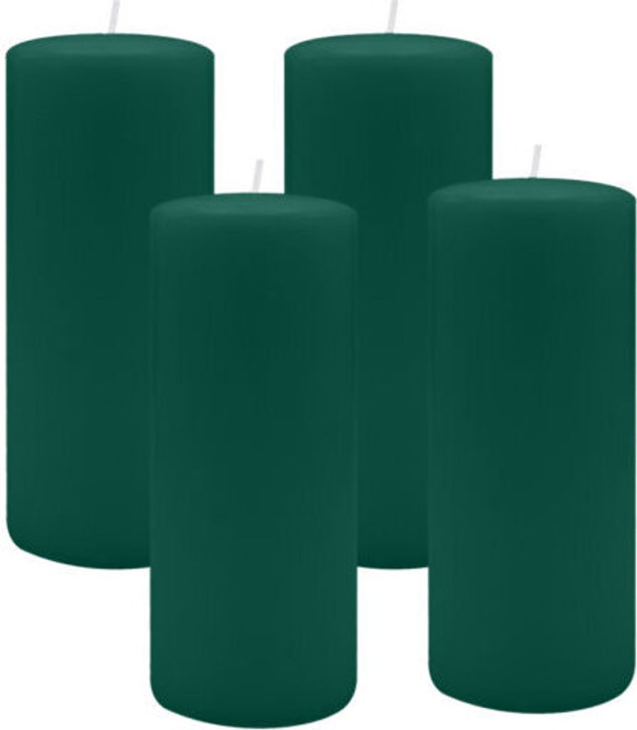 4er Set Adventskranzkerzen Dunkelgrün Ø 70 x 180 mm