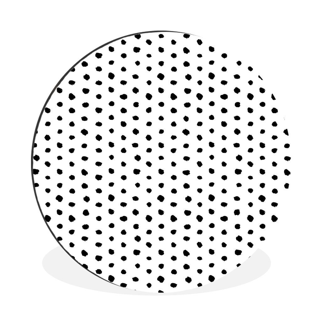 MuchoWow Aluminium Wandkreis Polka dots - Schwarz - Weiß - Muster Ø 60 cm Wanddeko Modern Wohnzimmer - Wand Kreis - Wandbild - Schlafzimmer - A...