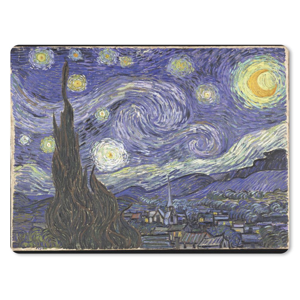 MuchoWow Mauspad Mousepad Sternennacht - Vincent van Gogh 40x30 cm - Mousepads - Maus Mat - Pad - Mausunterlage - Anti Rutsch