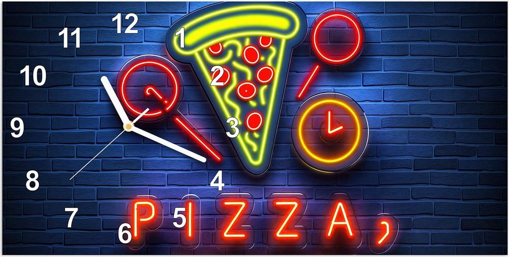 Wanduhr aus Glas mit Motiv Pizzalieferservice- 60 x 30 cm - inkl. Aufhängesystem