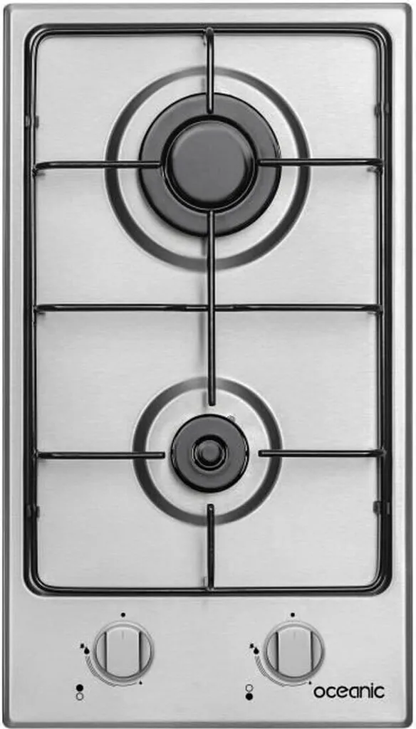 Piano cottura da incasso OCEANIC OCEATG2IX, Gas, 2 fuochi, 2 livelli di potenza, 20 cm, Acciaio inox