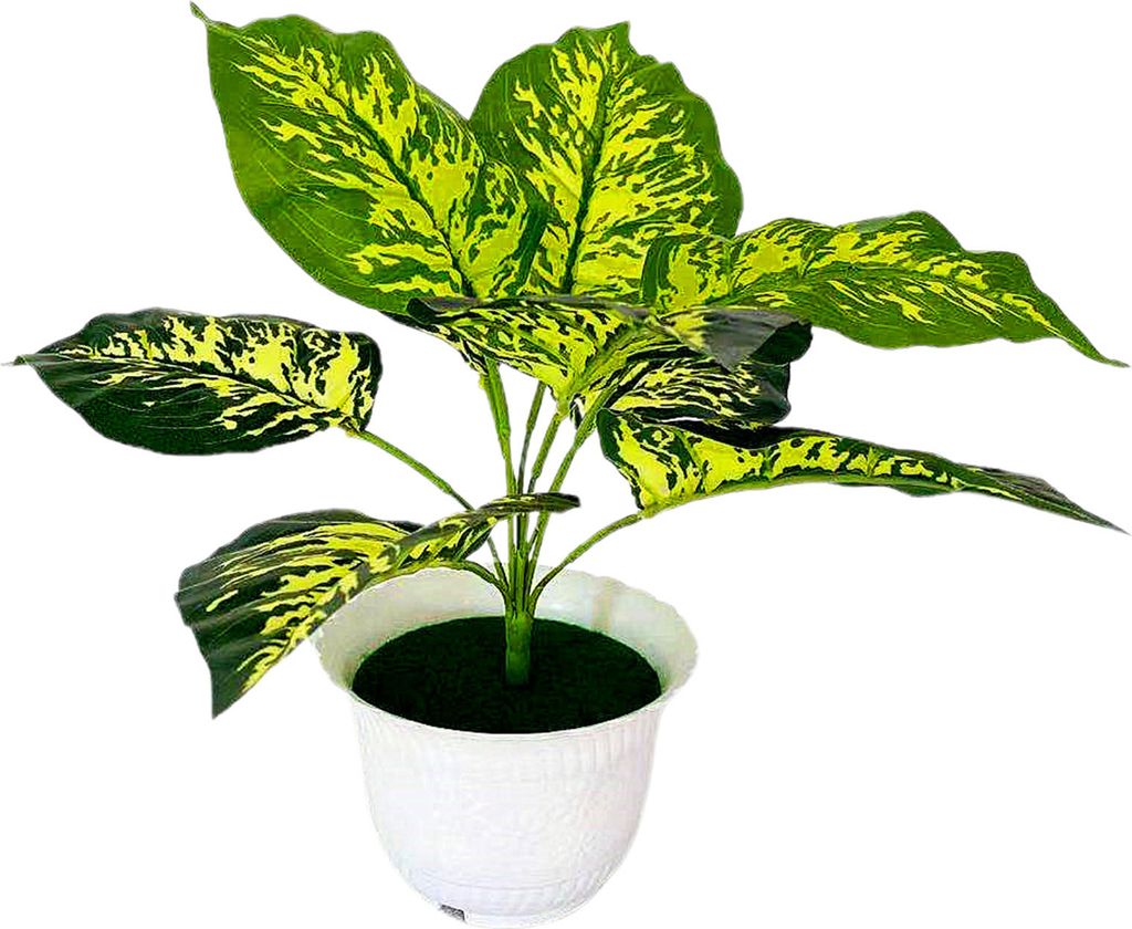 künstliche Pflanzentopf grüne Blätter Dekorative Plastik Büro Haus Imitation Blumentopf für Garten-2