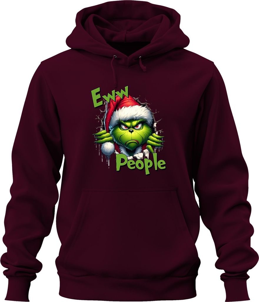 Eww People Grinch Weihnachtsmuffel grimmig lustig Geschenk Uni Hoodie Kapuzenpullover, Burgundy, XXL