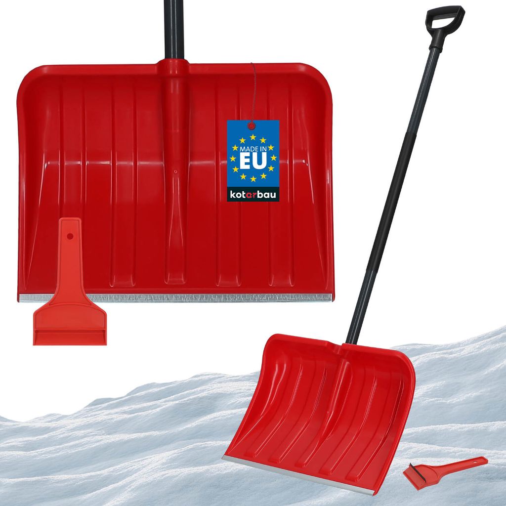 KOTARBAU Set Schneeschaufel für Auto 44 cm mit Metallstiel 133 cm + Eiskratzer Auto Set Schneeschieber für Auto zur Schneeräumung Scheibenkrat...