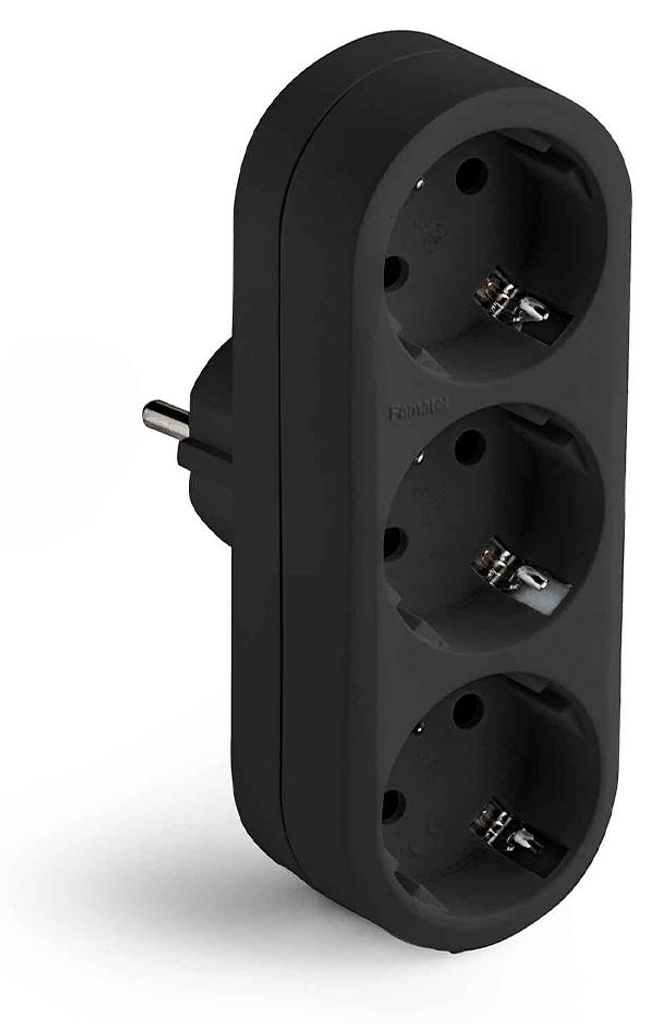Famatel Dreifachsteckeradapter Schwarz  Schwarz One Size Produktbild 