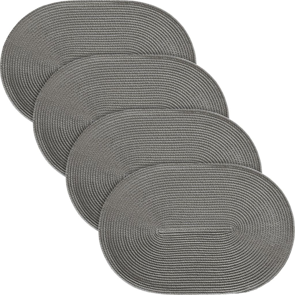 Erwin Müller Tischset Amadora" 4er-Pack grau oval 30x45 cm"