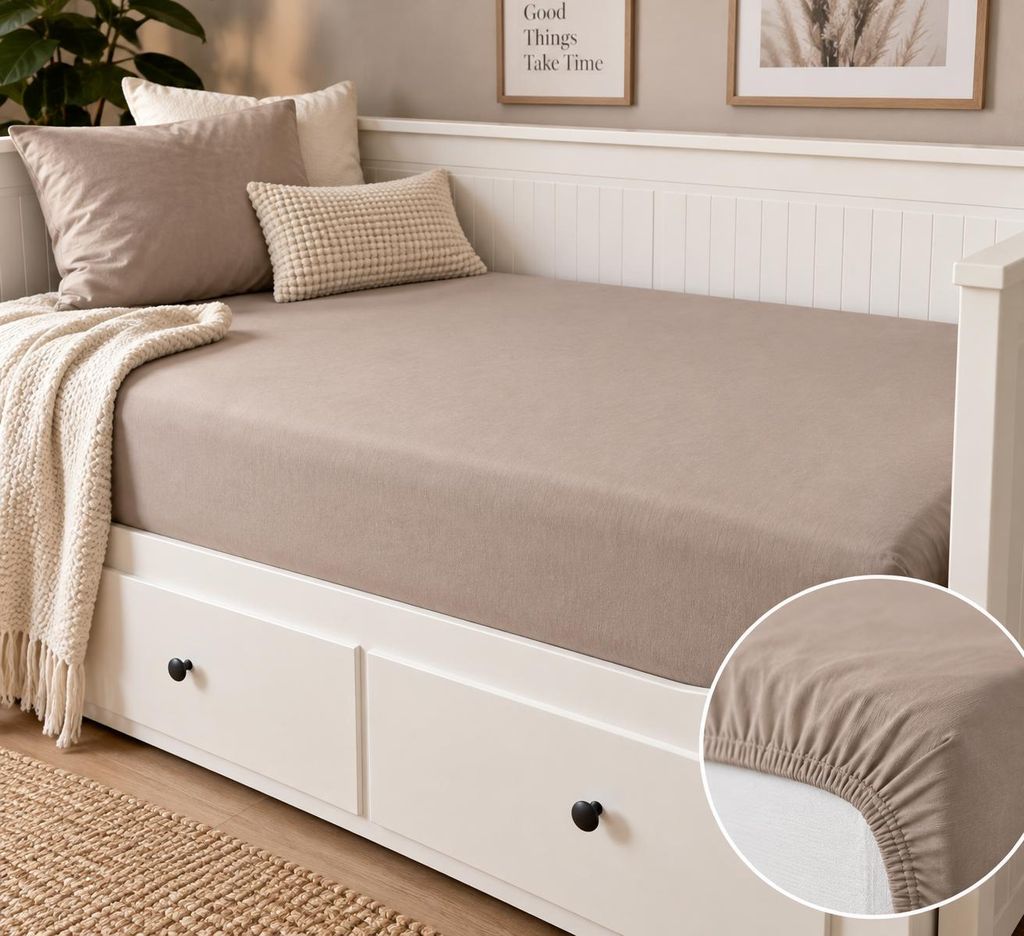 Otto Home 2er Set Spannbettlaken 90 × 200 cm – 100 % Produktbild  KI-generiertes Bild