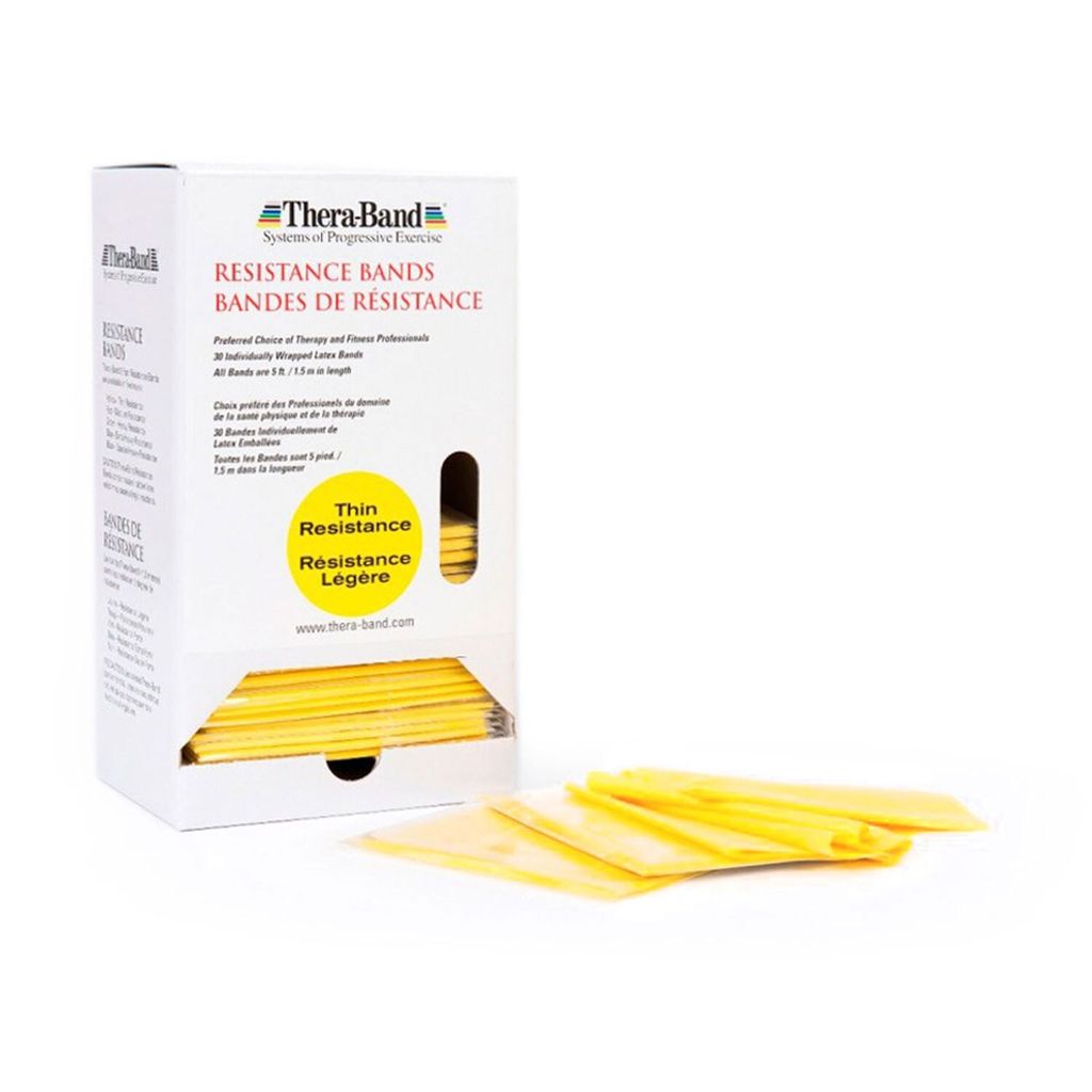 Thera-Band Dispenser inkl. 30 Bänder, leicht, gelb, Widerstandsband