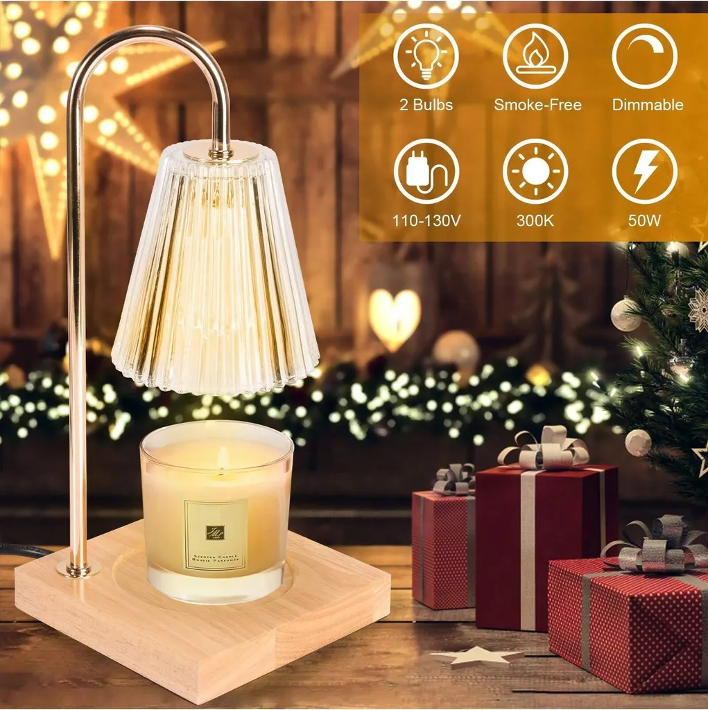 Lampe chauffe-bougie en verre transparent avec minuterie réglable - 35W