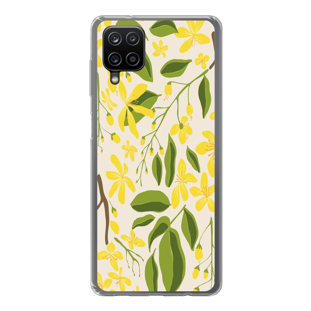 MuchoWow Handyhülle Schutzhülle Hülle für Samsung Galaxy A12 Blume - Gelb - Muster Silikon Softcase Handy Hülle - Bild