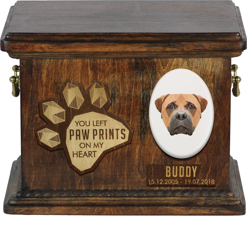 Bullmastiff Personalisierte Hundeurne mit Gravur, Erinnerungsbox für Hundeknochen von der Marke Art-Dog