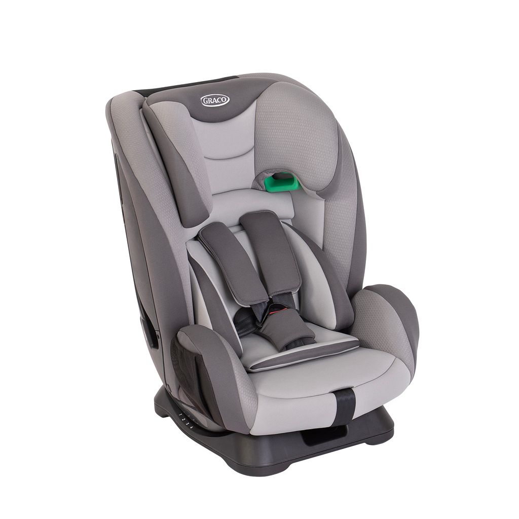 Graco FlexiGrow R129 Kindersitz, Autositz vorwärtsgerichtet ab 15 Monaten bis ca. 12 Jahre (76-145 cm), Installation mit Fahrzeuggurt, grau, Qu...