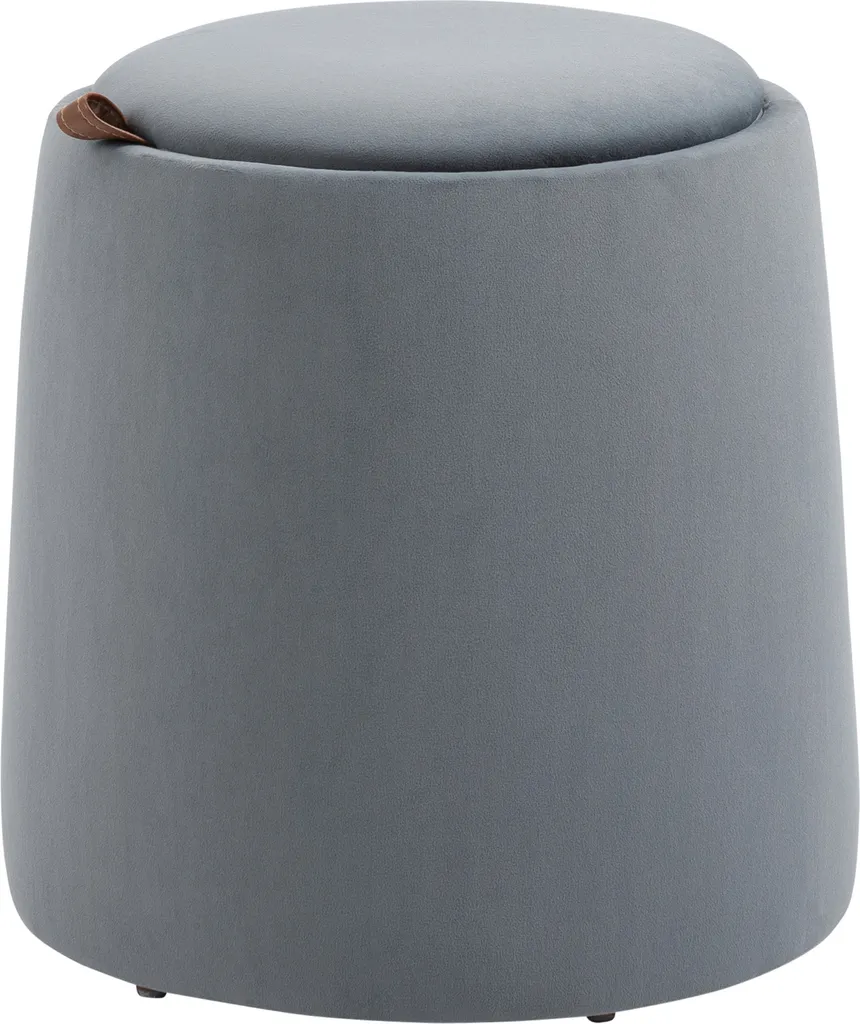 HOMCOM Pouf Rond Gris 2 en 1 avec Rangement Velours Ø44 x 47,5 cm