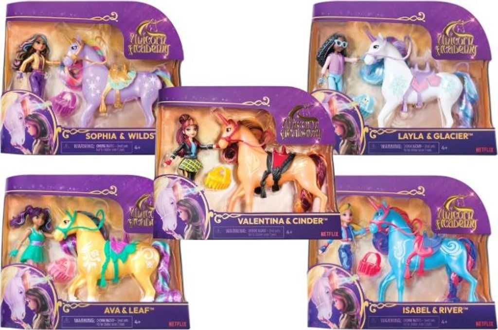 Unicorn Academy Reiterin und Einhorn Set, ca. 12 cm, Produktbild 