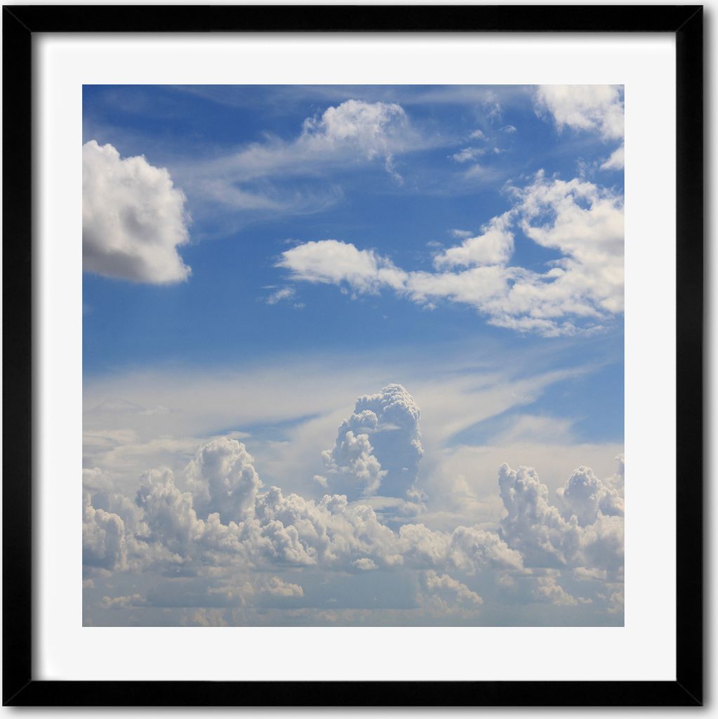 Bild - 50 cm x 50 cm - MDF - Rahmen, Wandkunst - Wolken im Himmel