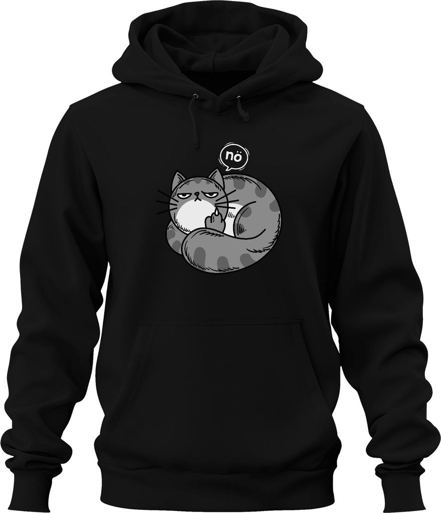 genervte katze mittelfinger nö lustig geschenk katzenfreund humor Uni Hoodie Kapuzenpullover, Schwarz, XL