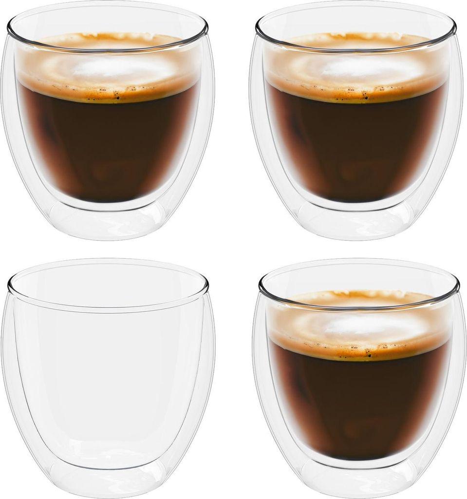 Intirilife 4x doppelwandiges transparentes Espressoglas Produktbild 