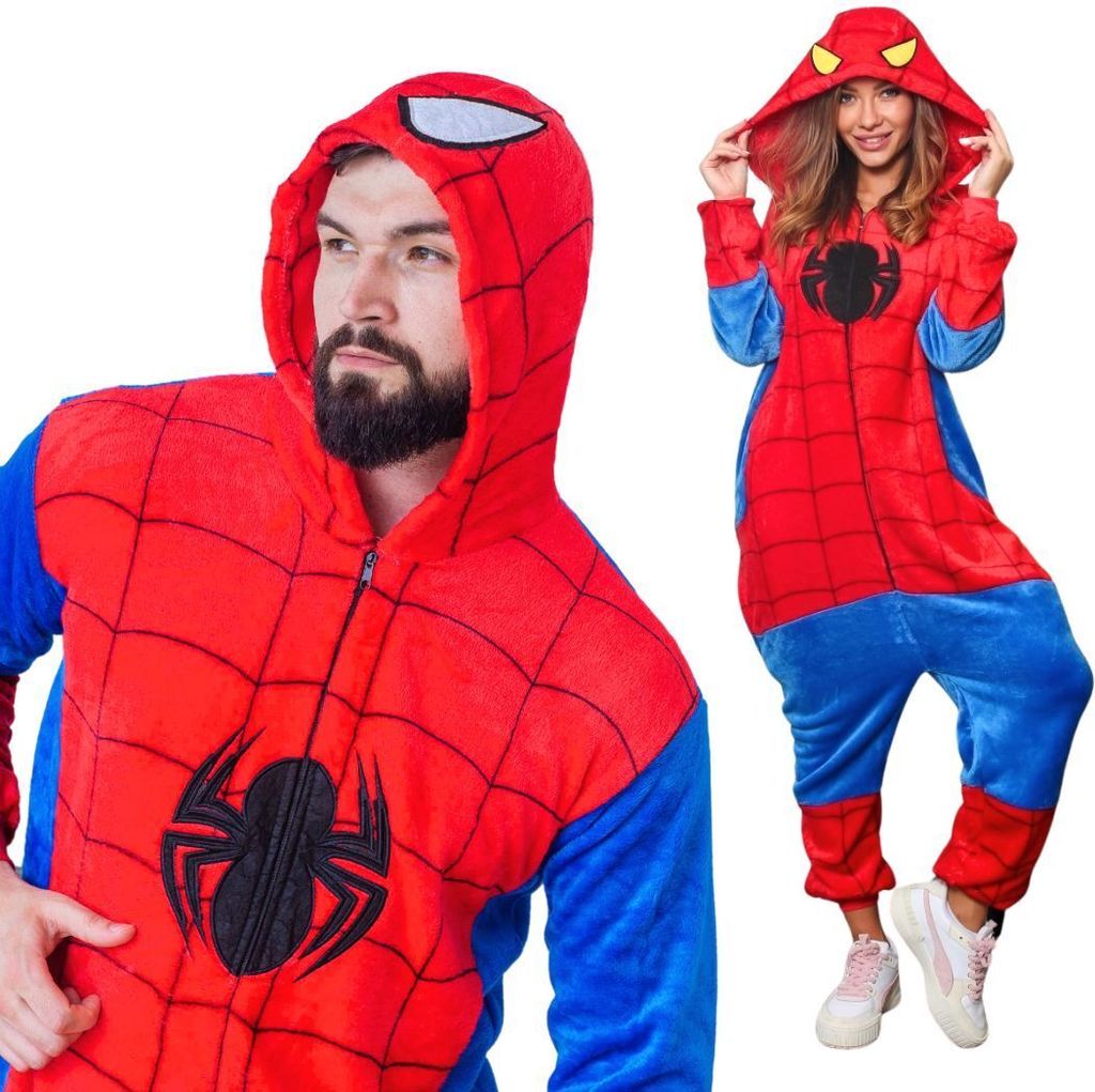Onesie Kigurumi Pyjama Kostüm für Erwachsene Spiderman L: 165-175cm
