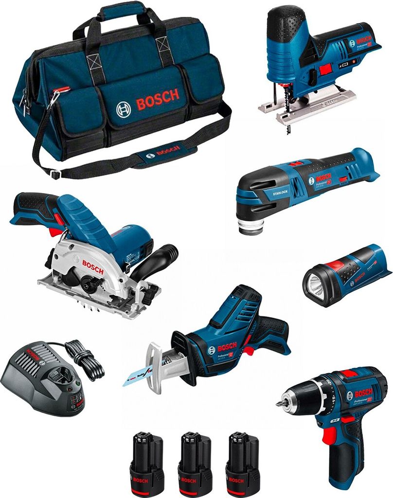 BOSCH Kit BMKB6-28CD3 (GSR 12V-15 + GKS 12V-26 + GST 12V-70 + GOP 12V-28 + GSA 12V-14 + GLI 12V-80 + 3x2,0 Ah +GAL1230CV +HDBAG)