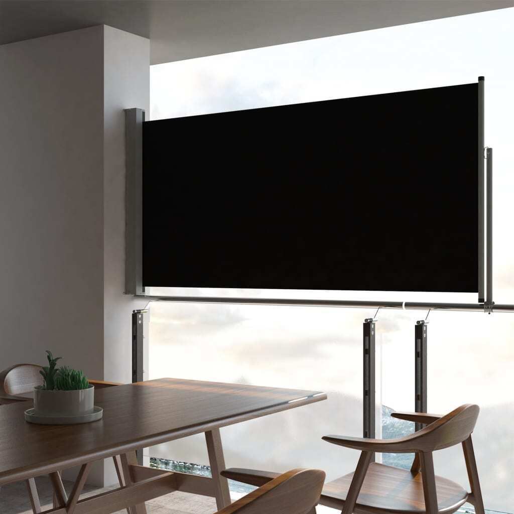 Design Möbel Ausziehbare Seitenmarkise 120x300 cm Schwarz - 2024 Neu