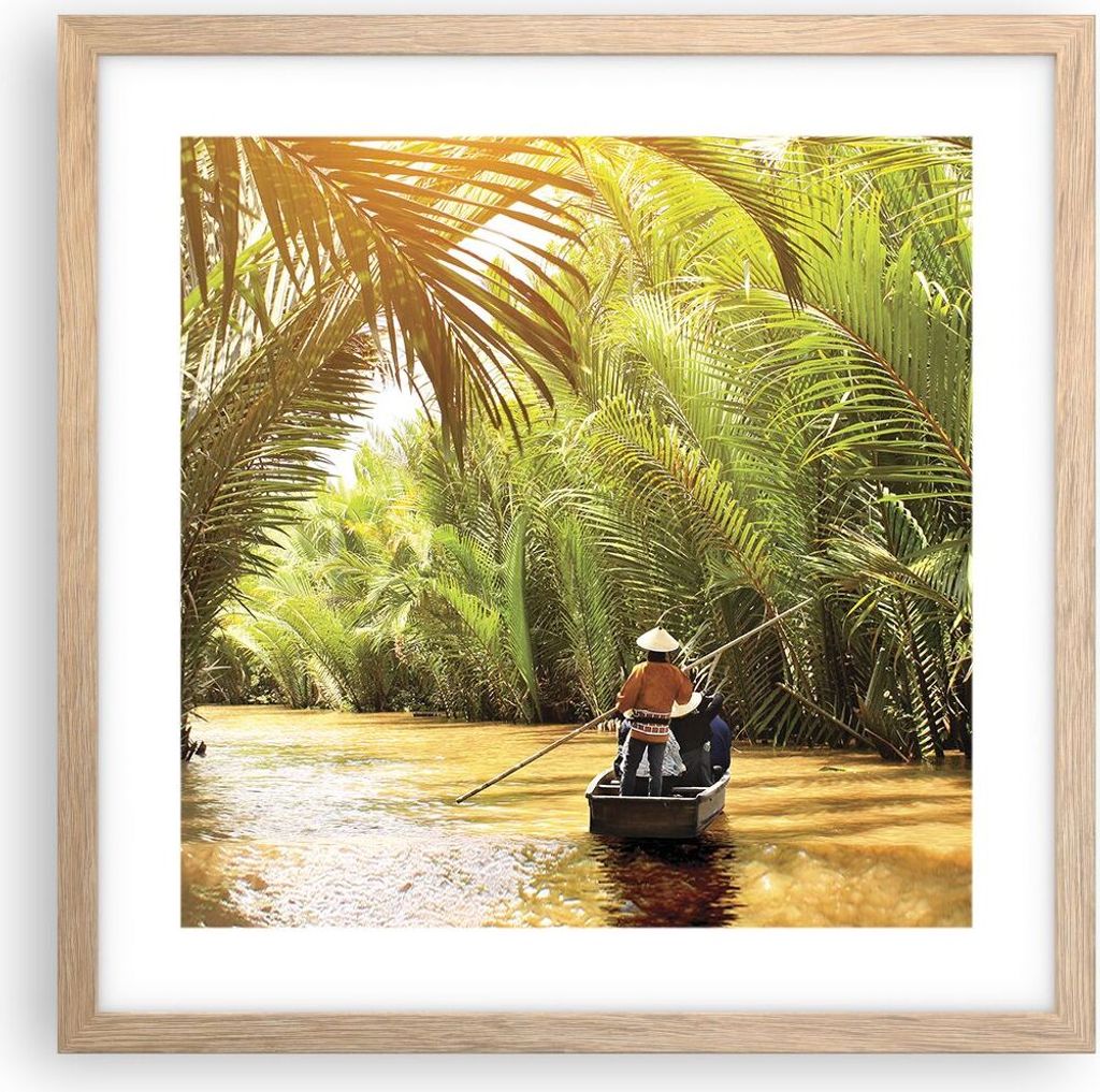 Gerahmtes Poster - Rahmen in heller Eiche - Fluss Mekong Produktbild 