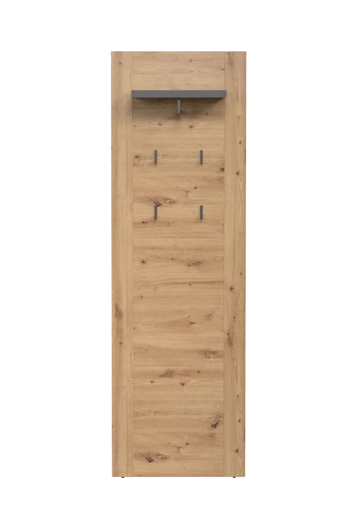 Meuble d'entrée porte-manteau Follow gris et chêne pour rangement hall